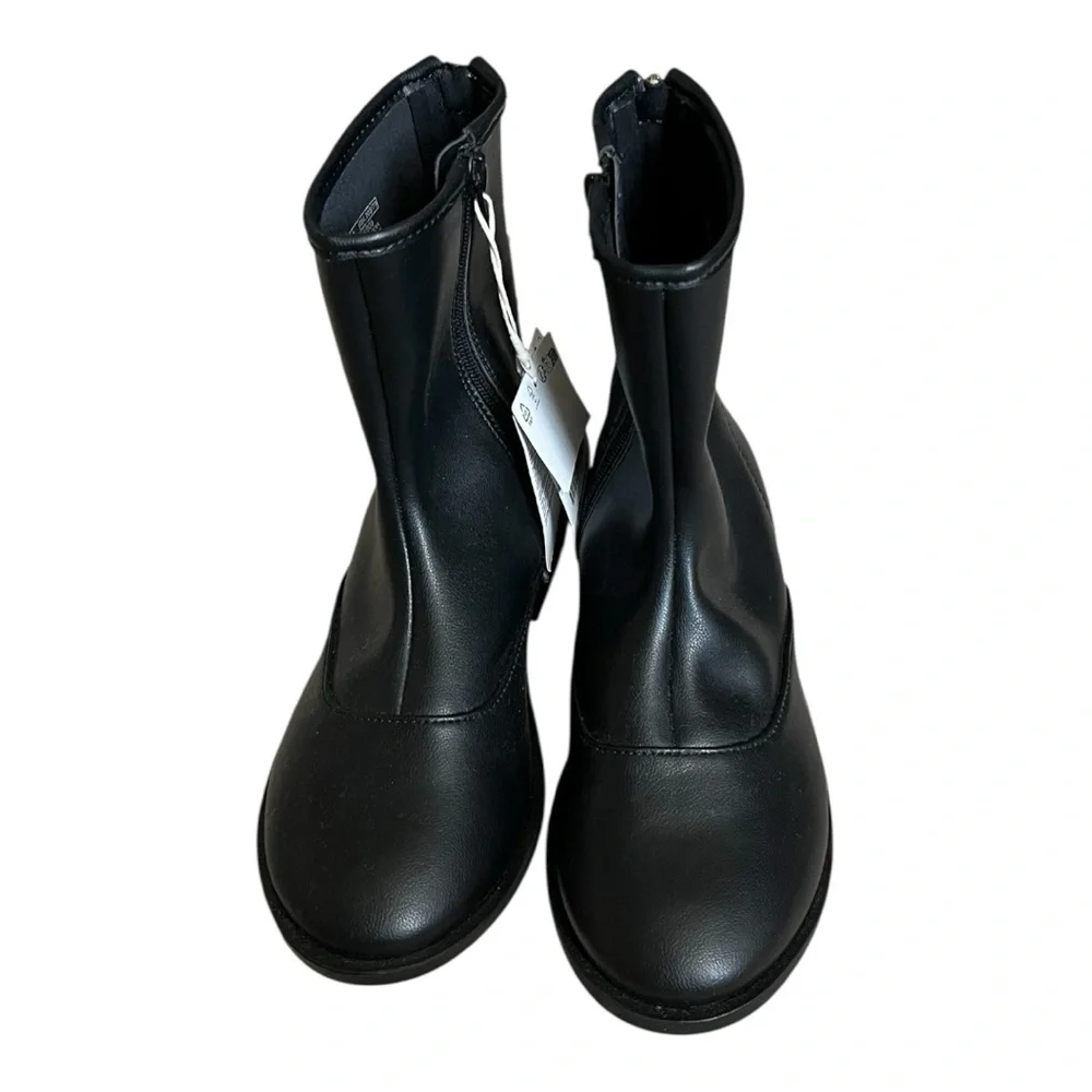 ZARA Kids Studded Black Mid-Calf Boots Size 32 / US 1 Edgy Girls Ankle Zip Boots